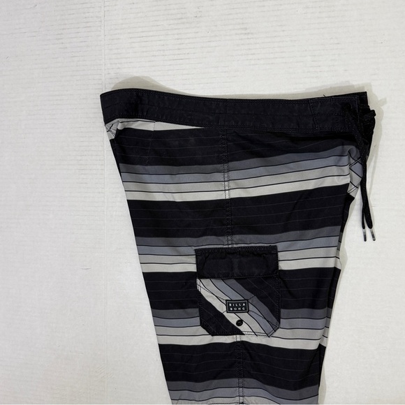 Billabong Men's Black and Gray Striped Board Shorts - Picture 3 of 5